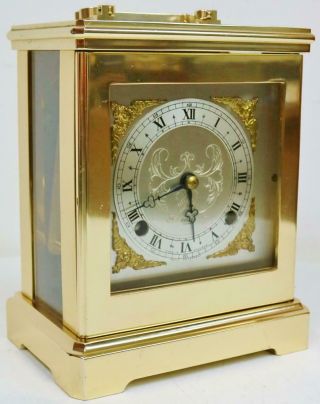 Vintage Elliott Ormolu & Glass Mantel Clock,  8 Day Striking Large Carriage Clock