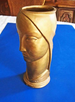 Head Vase AETCO American Encaustic Tile Arts & Crafts Pottery Art Deco Vintage 3