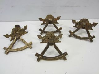 4 Antique Eastlake Style Brass Drawer Pulls - Heavy Triangle Drop 632