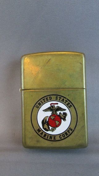 Rare Zippo Lighter Brass Us Marine Corps Logo 1932 - 1990