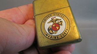 RARE Zippo lighter Brass US Marine Corps Logo 1932 - 1990 8
