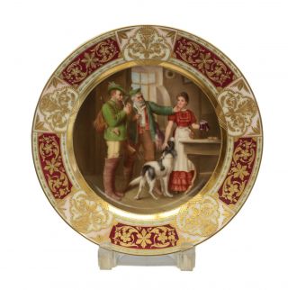 Royal Vienna Hand Painted Porcelain Cabinet Plate,  Signed Wagner Circa 1900