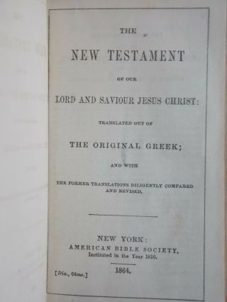 1864 Civil War Wallet Style pocket Bible.  American Bible Society soldier bible 4