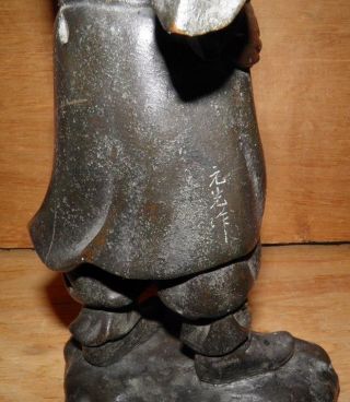Japanese Meiji Period Sculpture Man Walking Bronze SIGNED Motomitsu 12