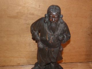 Japanese Meiji Period Sculpture Man Walking Bronze SIGNED Motomitsu 4