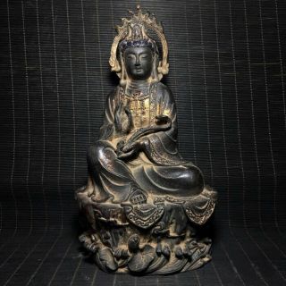 Unusual Rare Archaic China Bronze Buddha Seated Statue Kwan - Yin Guanyin