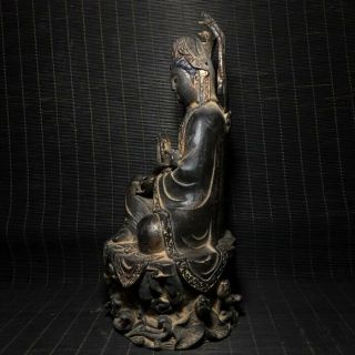 Unusual Rare Archaic China Bronze Buddha Seated Statue Kwan - yin Guanyin 4