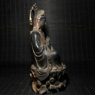 Unusual Rare Archaic China Bronze Buddha Seated Statue Kwan - yin Guanyin 5