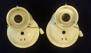 Pair Vintage Art Deco Porcelain PORCELIER Bath Wall Sconces Lights,  Rewired 10