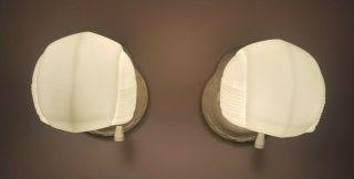 Pair Vintage Art Deco Porcelain PORCELIER Bath Wall Sconces Lights,  Rewired 2