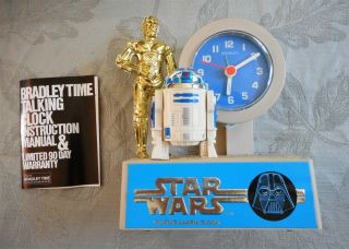 Vintage STAR WARS TALKING ALARM CLOCK & BOX 3 - CPO R2 - D2 1980 Exc 2