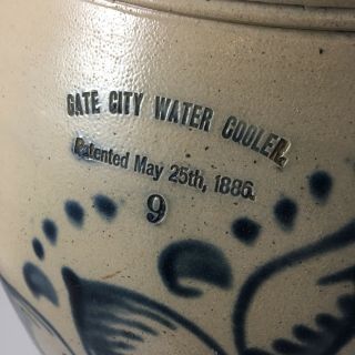 AFAA 1880s Salt Glaze Stoneware Gate City VA Water Cooler Cobalt Fern 6