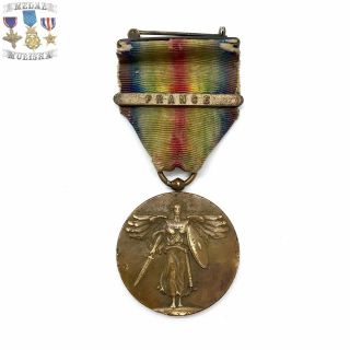 Wwi U.  S.  Army Victory Medal France Bar Clasp Full Wrap Brooch World War 1 A.  E.  F.