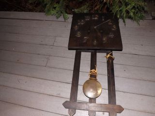 Antique Early 1900s German Clock Co Mission Oak 8 Day Wall Clock 6