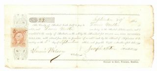 1864 Civil War Soldier’s Bounty Bond,  Lewis Walter,  17th Wvi,  W/ Tax Stamp