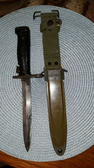 Vintage Vietnam Aerial Us M6 M8a1 Combat Knife Bayonet Military Scabbard Old