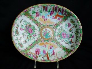 Fine 19th Century Chinese Rose Medallion Porcelain Large Oval Bowl