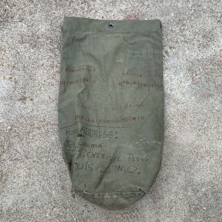 Wwii Us Navy Sea Bag - Vtg 1944 Uss Wainwright Id’d Usn Stenciled Green Duffle