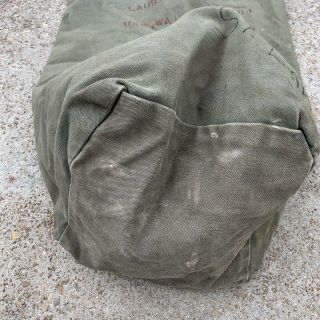 WWII US NAVY SEA BAG - Vtg 1944 USS Wainwright ID’d USN Stenciled Green Duffle 6