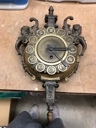 Vintage Antique Figural Gilt Bronze Brass Ornate Clock