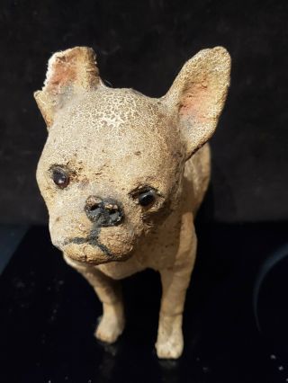 Rare Antique Paper Mache Boston Terrier Dog Candy Container 5