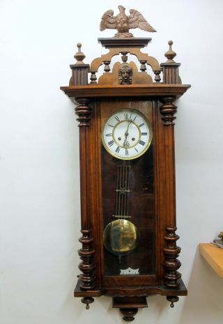 Antique Big Wall Clock Vienna Regulator 19th century With Eagle 117 cm 2