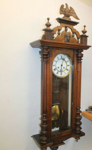 Antique Big Wall Clock Vienna Regulator 19th century With Eagle 117 cm 3
