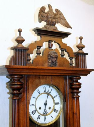 Antique Big Wall Clock Vienna Regulator 19th century With Eagle 117 cm 4