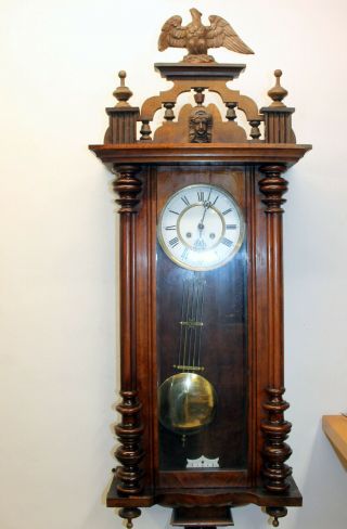 Antique Big Wall Clock Vienna Regulator 19th century With Eagle 117 cm 6