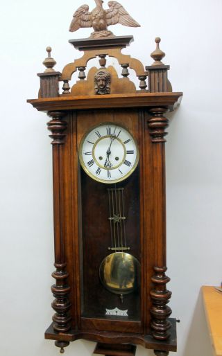 Antique Big Wall Clock Vienna Regulator 19th century With Eagle 117 cm 8