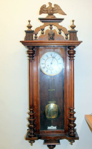 Antique Big Wall Clock Vienna Regulator 19th century With Eagle 117 cm 9