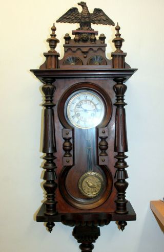 Antique Wall Clock Vienna Regulator 19th century Friedrisch Mauthe Schwenningen 3
