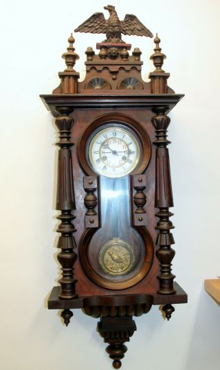 Antique Wall Clock Vienna Regulator 19th century Friedrisch Mauthe Schwenningen 7