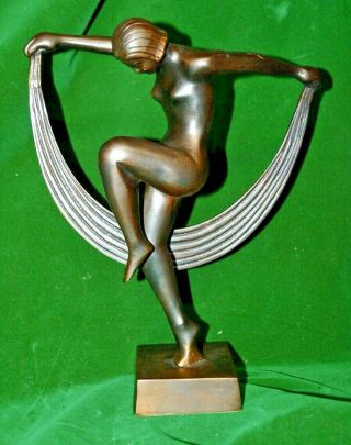 Stunning Bronze Art Deco Figure Nude Woman Dancing Not Signed