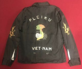 Vintage 1966 - 67 Vietnam War Pleiku Embroidered Tiger Map Souvenir Jacket