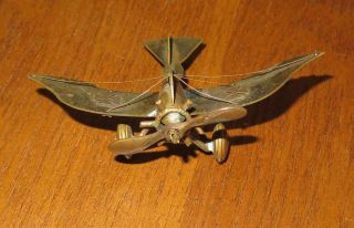 Antique Wwi Hand Made German Eindecker Fighter Plane Trench Art Brass & Copper
