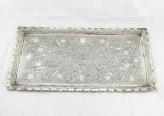 Antique Indian Solid Sterling Silver Tray Kashmir C1900 355 G