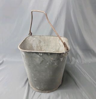 Vintage Primitive Square 2 Gal Galvanized Metal Pail Farm Bucket Rare