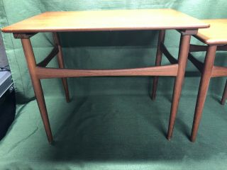 Vintage Mid Century Modern Teak Nesting Tables By Hans Wegner,  Denmark 10