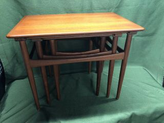 Vintage Mid Century Modern Teak Nesting Tables By Hans Wegner,  Denmark 11