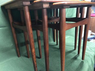 Vintage Mid Century Modern Teak Nesting Tables By Hans Wegner,  Denmark 3