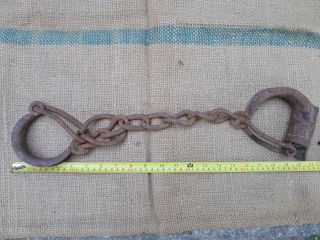 ANTIQUE WROUGHT IRON RESTRAINTS LEGCUFFS SHACKLES LEG IRONS OTTOMAN SLAVE LOCK 8