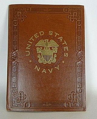 Vintage Us Navy Officer Writing Portfolio Uss Missouri (bb 63)