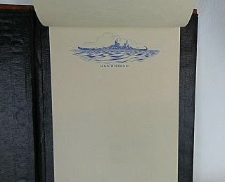 Vintage US Navy Officer Writing Portfolio USS MISSOURI (BB 63) 8