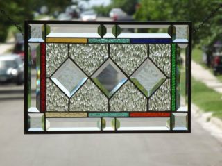 •the Power Of 3 •beveled Stained Glass Window Panel ≈ 17 1/2 ” X 11 1/2”
