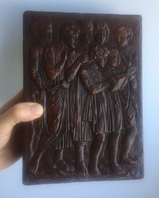 ANTIQUE HAND CARVED WOODEN BOX 8 in X 6 in X 2,  3 in 3