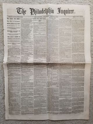 March 12,  1863 The Philadelphia Inquirer - Pennsylvania Newspaper Civil War Era