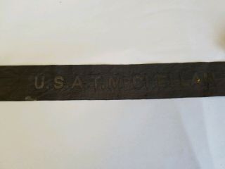 Rare Ship WWI USS USAT McClellan 1890s Steamship Hat Tally Ribbon 2