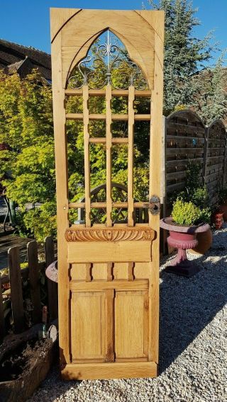 87 " Antique French,  Large Gothic Style Oak Door,  Old Manor Door,  Late 19th Century