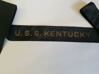 Rare Ship WWI USS Kentucky BB - 6 Battleship 1915 Hat Tally Ribbon 2